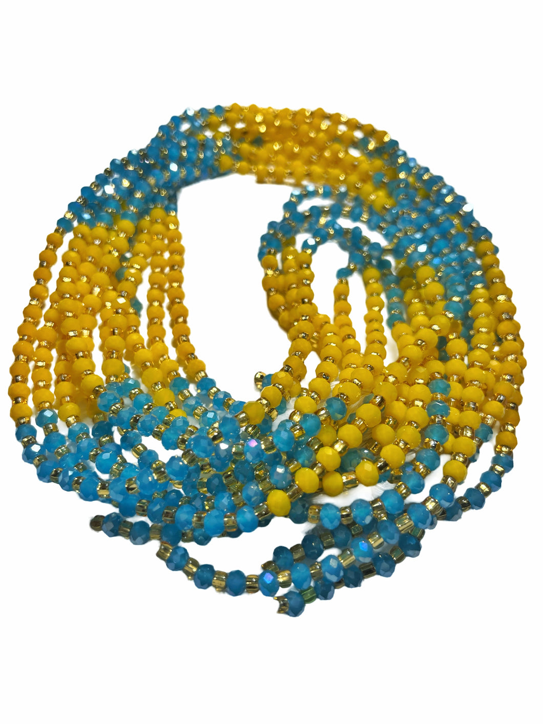 Aqua Yellow Waist Beads