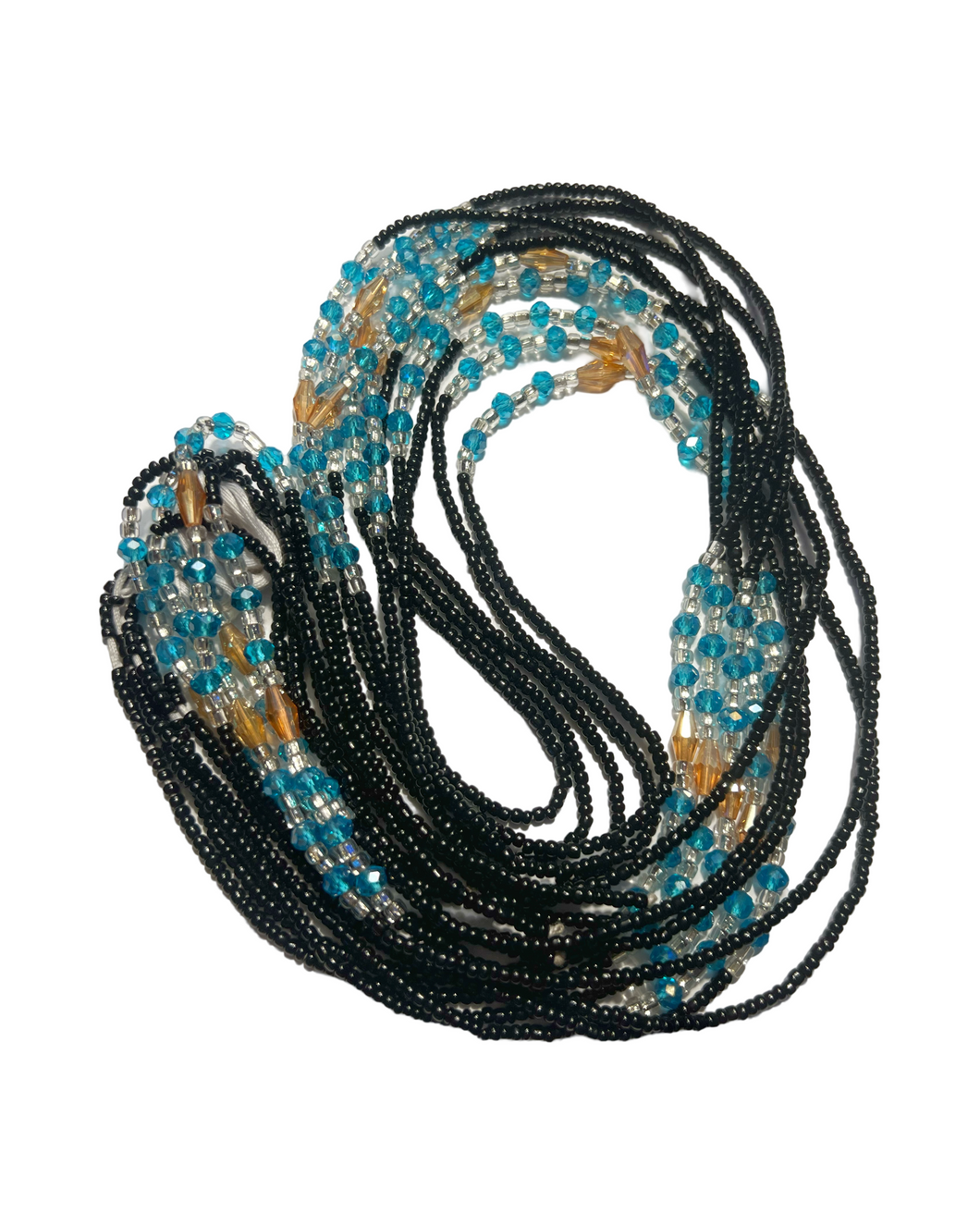 Black & Blue Crystal Waist Beads