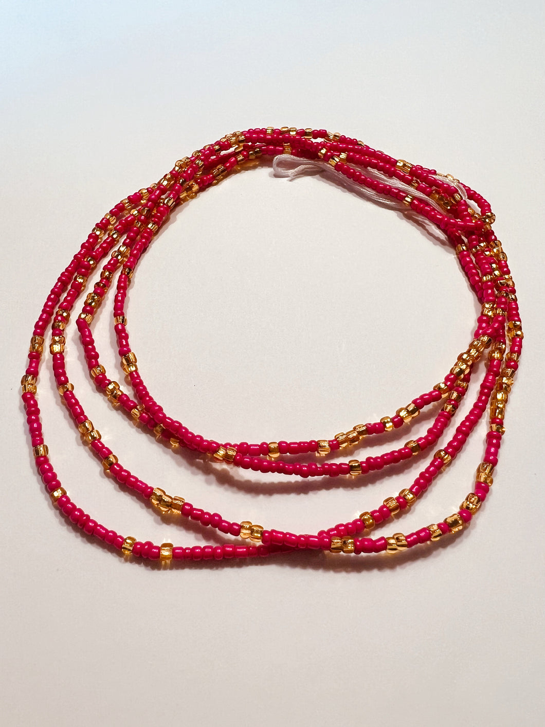 Hot Pink & Gold Waist Beads