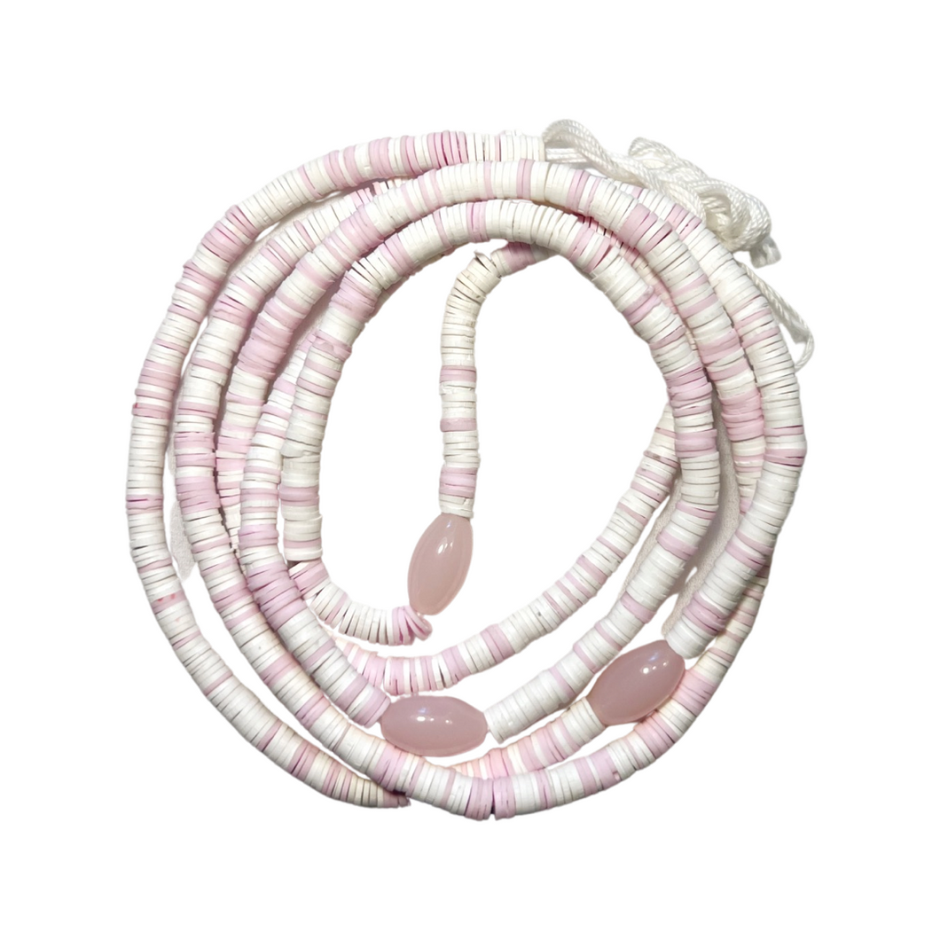 Pink & White Heishi Waist Beads